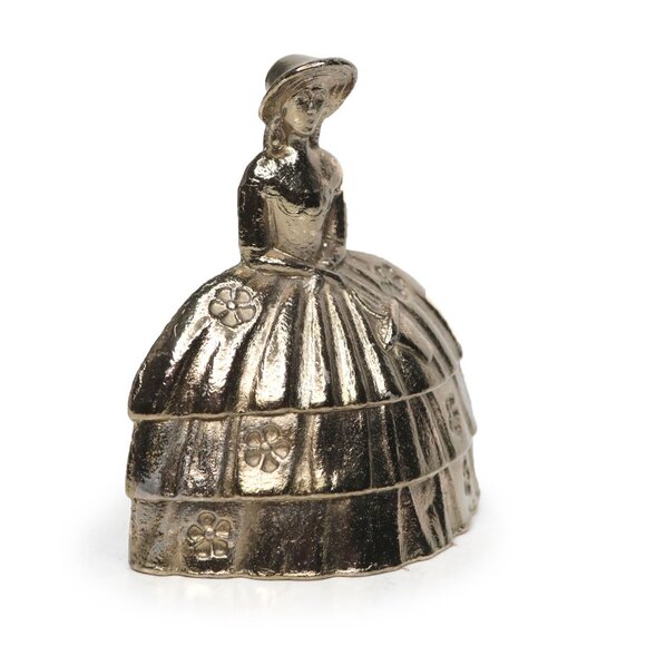 Vintage Little Bo Peep Gold Copper Hand Bell England Crinoline Lady Victorian - Picture 4 of 9